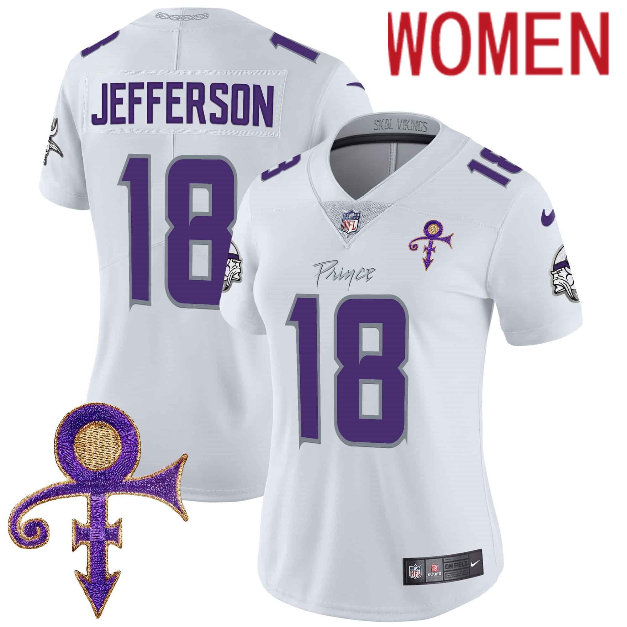 Women Minnesota Vikings #18 Jefferson White 2024 Nike Prince Vapor Limited NFL Jersey